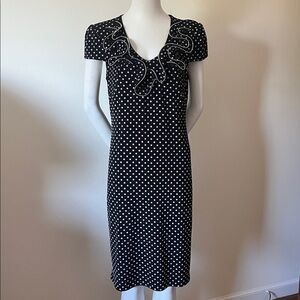 Frank Lyman Black Polka Dot Dress with Ruffle Detail